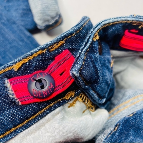 GAP Denim Distressed Girlfriend Jeans in 5 Slim with Adjustable Waist Dark Wash - Picture 9 of 11